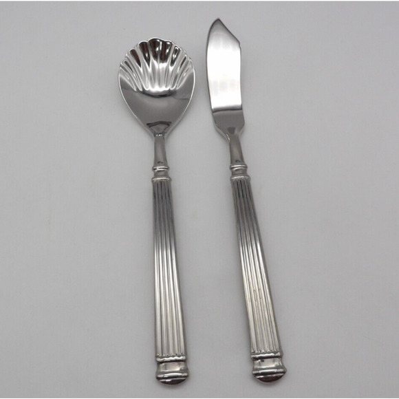 Food Network Cinnamon Stainless Sugar Spoon & Flat Handle Master Butter Knife - Picture 1 of 11